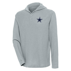 Dallas Cowboys Antigua Strong Hold Long Sleeve Henley Hoodie T-Shirt - Gray on sale