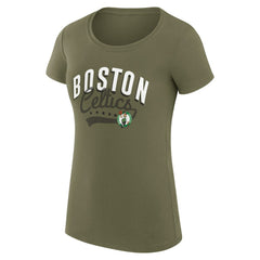 Boston Celtics G-III 4Her by Carl Banks Women's Super-Slim Fit Lightweight Filigree Logo T-Shirt - Olive outlet