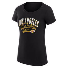 Los Angeles Lakers G-III 4Her by Carl Banks Women's Super-Slim Fit Lightweight Filigree Logo T-Shirt - Black shop