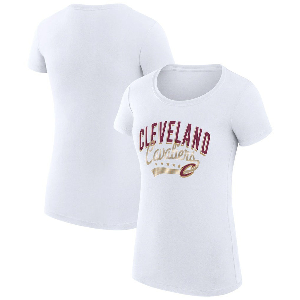 Cleveland Cavaliers G-III 4Her by Carl Banks Women's Super-Slim Fit Lightweight Filigree Logo T-Shirt - White on sale