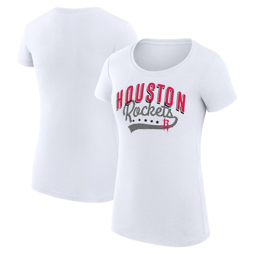 Houston Rockets G-III 4Her by Carl Banks Women's Super-Slim Fit Lightweight Filigree Logo T-Shirt - White for sale