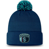 Seattle Kraken Fanatics 2024 NHL Draft Cuffed Knit Hat with Pom - Deep Sea Blue Hats