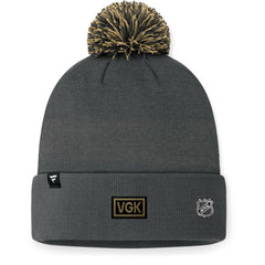 Vegas Golden Knights Fanatics 2024 NHL Draft Cuffed Knit Hat with Pom - Charcoal Hats