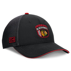Chicago Blackhawks Fanatics 2024 NHL Draft On Stage Trucker Adjustable Hat - Black Hats