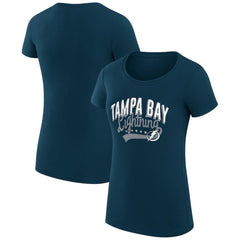 Tampa Bay Lightning G-III 4Her by Carl Banks Women's Super-Slim Fit Lightweight Filigree Logo T-Shirt – Navy T-shirts