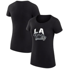 Los Angeles Kings G-III 4Her by Carl Banks Women's Super-Slim Fit Lightweight Filigree Logo T-Shirt – Black T-shirts