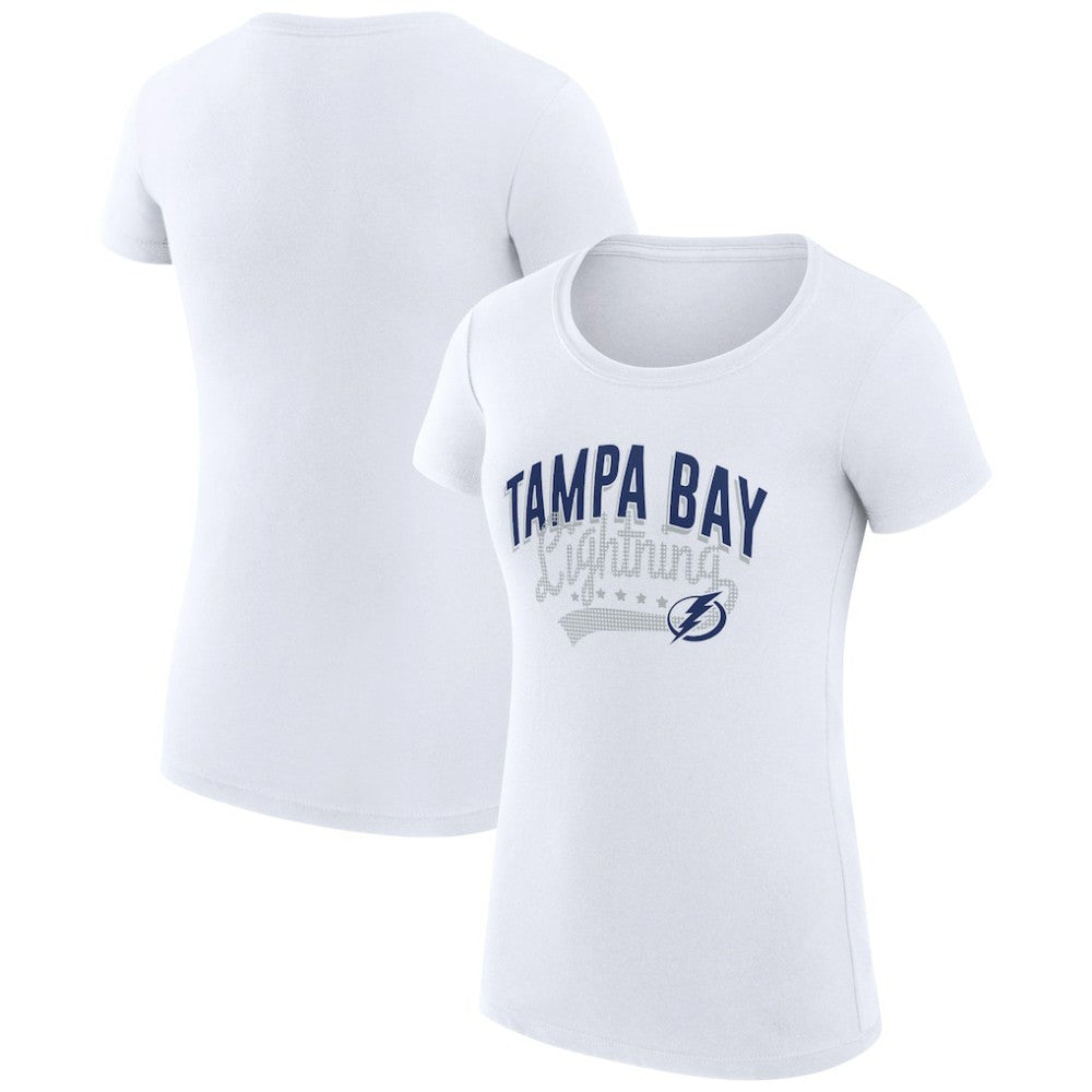 Tampa Bay Lightning G-III 4Her by Carl Banks Women's Super-Slim Fit Lightweight Filigree Logo T-Shirt – White T-shirts