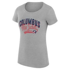 Columbus Blue Jackets G-III 4Her by Carl Banks Women's Super-Slim Fit Lightweight Filigree Logo T-Shirt – Gray T-shirts