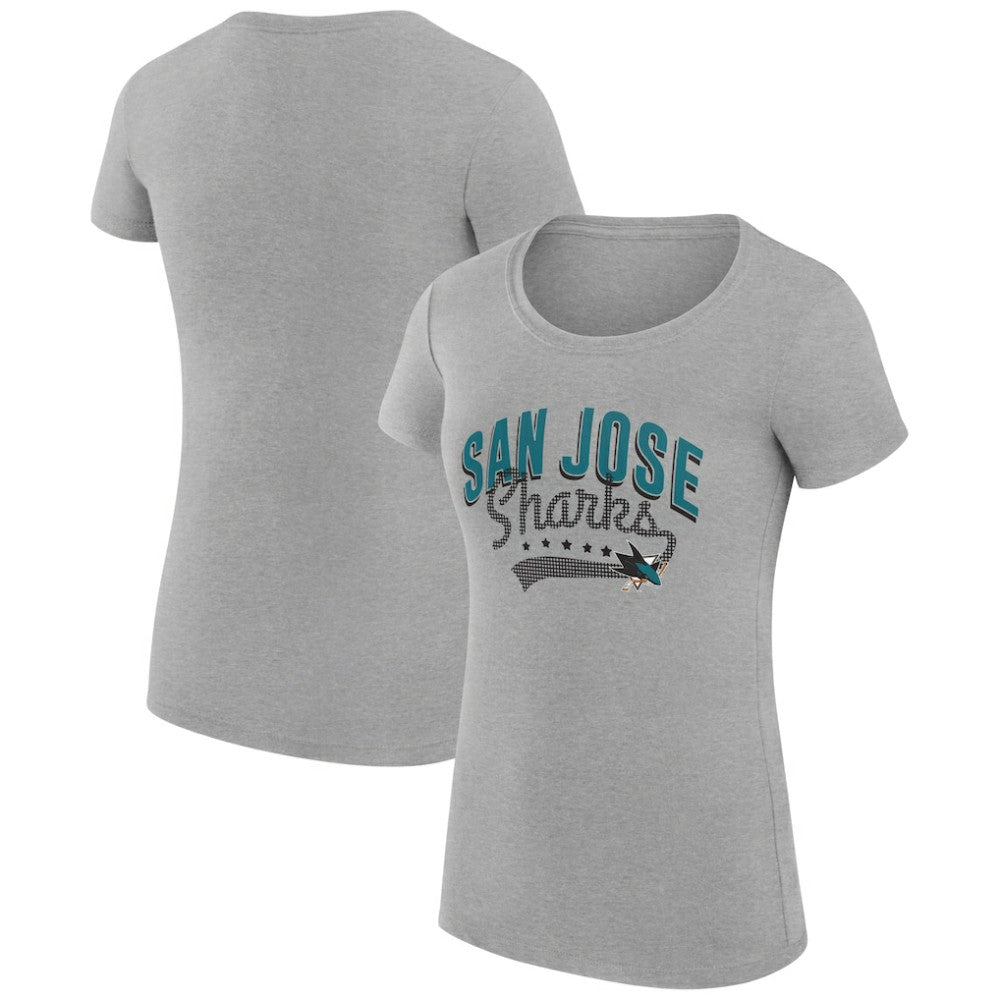 San Jose Sharks G-III 4Her by Carl Banks Women's Super-Slim Fit Lightweight Filigree Logo T-Shirt – Gray T-shirts