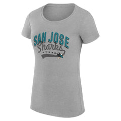 San Jose Sharks G-III 4Her by Carl Banks Women's Super-Slim Fit Lightweight Filigree Logo T-Shirt – Gray T-shirts