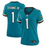 Travis Etienne Jr Jacksonville Jaguars Women's Prowler Throwback Game Jersey - Teal outlet