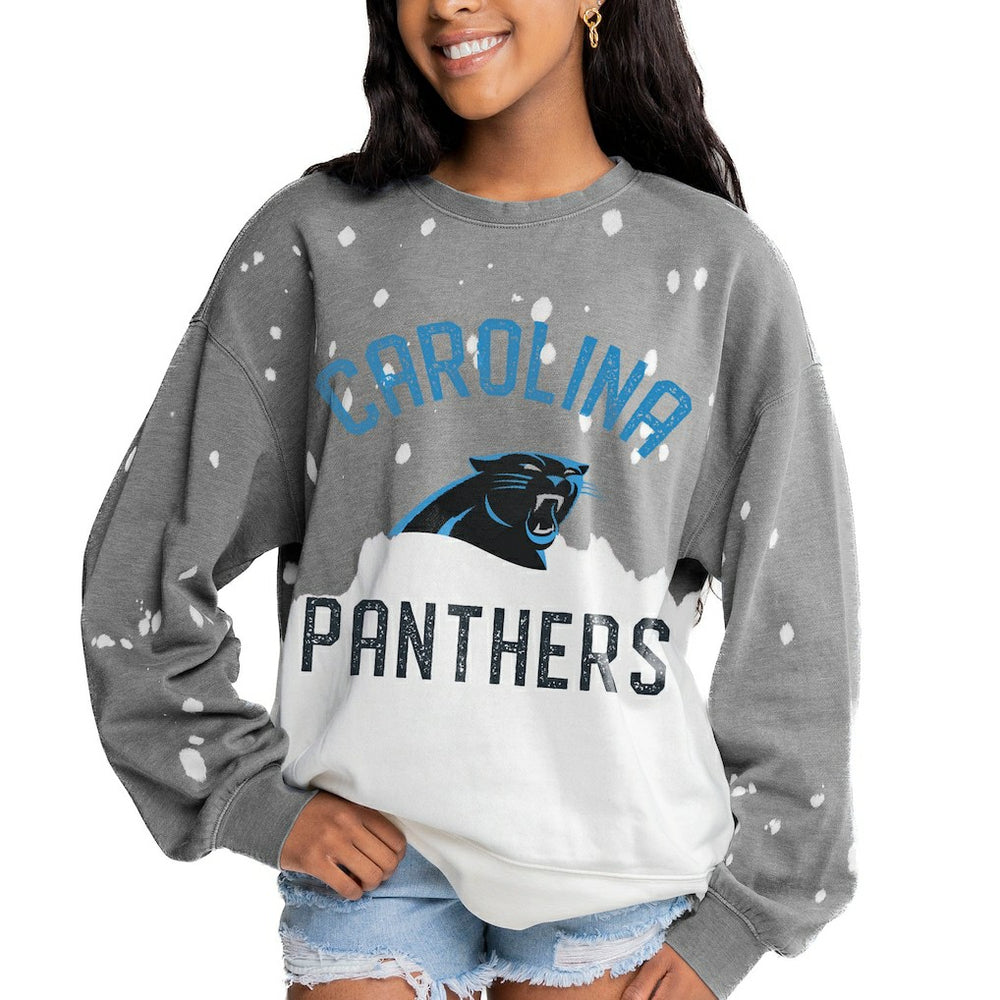 Carolina Panthers Gameday Couture Women's Oversized Coin Toss Faded French Terry Tri-Blend Pullover Sweatshirt - Gray discount