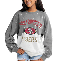 San Francisco 49ers Gameday Couture Women's Oversized Coin Toss Faded French Terry Tri-Blend Pullover Sweatshirt - Gray on sale
