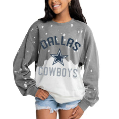 Dallas Cowboys Gameday Couture Women's Oversized Coin Toss Faded French Terry Tri-Blend Pullover Sweatshirt - Gray for sale