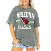 Arizona Cardinals Gameday Couture Women's Tackle Titan Boyfriend Washed T-Shirt - Gray sale