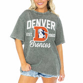Denver Broncos Gameday Couture Women's Tackle Titan Boyfriend Washed T-Shirt - Gray on sale