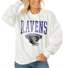 Baltimore Ravens Gameday Couture Women's Oversized Yard Line Tri-Blend Pullover Sweatshirt - White online