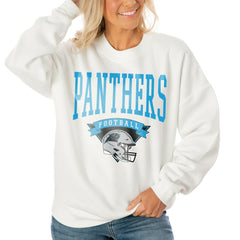 Carolina Panthers Gameday Couture Women's Oversized Yard Line Tri-Blend Pullover Sweatshirt - White sale
