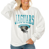 Jacksonville Jaguars Gameday Couture Women's Oversized Yard Line Tri-Blend Pullover Sweatshirt - White online