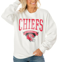 Kansas City Chiefs Gameday Couture Women's Oversized Yard Line Tri-Blend Pullover Sweatshirt - White discount