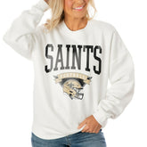 New Orleans Saints Gameday Couture Women's Oversized Yard Line Tri-Blend Pullover Sweatshirt - White cheap