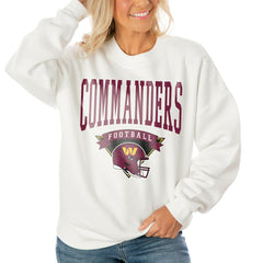 Washington Commanders Gameday Couture Women's Oversized Yard Line Tri-Blend Pullover Sweatshirt - White outlet