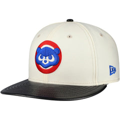 Chicago Cubs Game Night Leather Visor 59FIFTY Fitted Hat Cream