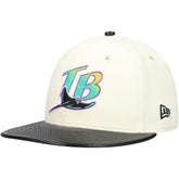 Tampa Bay Rays Game Night Leather Visor 59FIFTY Fitted Hat Cream