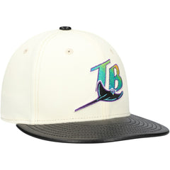 Tampa Bay Rays Game Night Leather Visor 59FIFTY Fitted Hat Cream