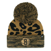 Brooklyn Nets '47 Women's Rosette Cuffed Knit Hat with Pom - Leopard shop