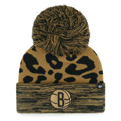 Brooklyn Nets '47 Women's Rosette Cuffed Knit Hat with Pom - Leopard shop