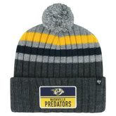 Nashville Predators '47 Stack Patch Cuffed Knit Hat with Pom - Gray Hats