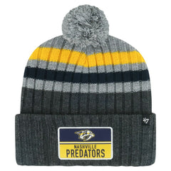 Nashville Predators '47 Stack Patch Cuffed Knit Hat with Pom - Gray Hats