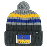 St. Louis Blues '47 Stack Patch Cuffed Knit Hat with Pom - Gray Hats