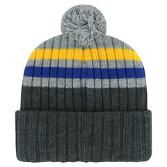 St. Louis Blues '47 Stack Patch Cuffed Knit Hat with Pom - Gray Hats