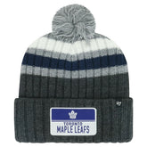 Toronto Maple Leafs '47 Stack Patch Cuffed Knit Hat with Pom - Gray Hats