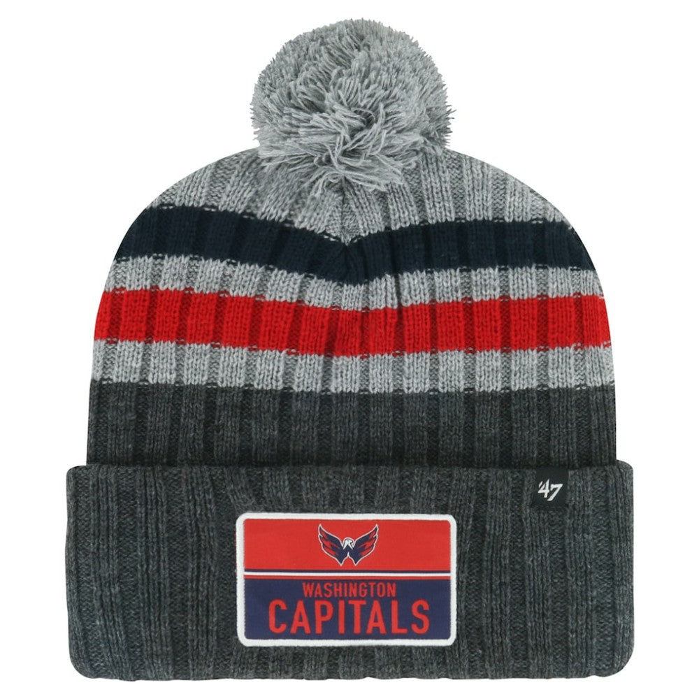Washington Capitals '47 Stack Patch Cuffed Knit Hat with Pom - Gray Hats