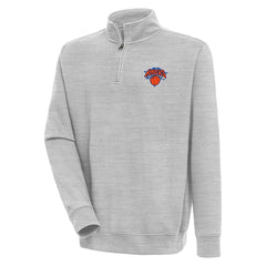 New York Knicks Antigua Victory Quarter-Zip Pullover Top - Heather Gray shop