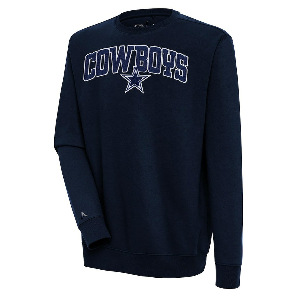Dallas Cowboys Antigua Victory Chenille Pullover Sweatshirt - Navy online