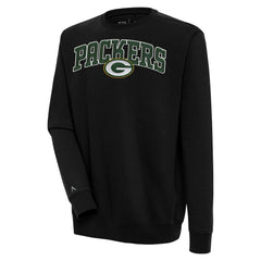 Green Bay Packers Antigua Victory Chenille Pullover Sweatshirt - Black on sale