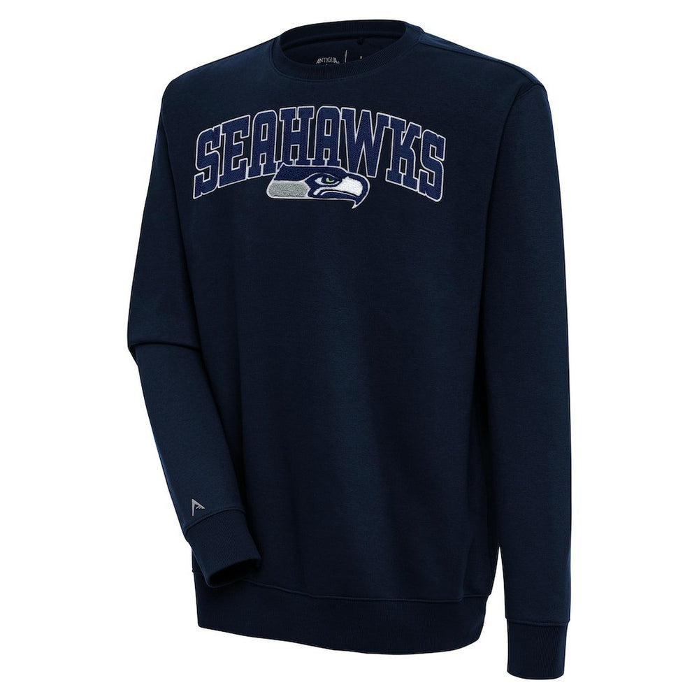 Seattle Seahawks Antigua Victory Chenille Pullover Sweatshirt - College Navy for sale