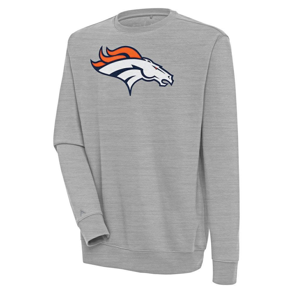 Denver Broncos Antigua Victory Pullover Sweatshirt - Heather Gray on sale