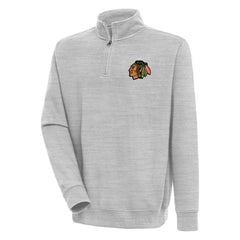 Chicago Blackhawks Antigua Victory Quarter-Zip Pullover Top - Heather Gray Pullover