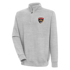 Florida Panthers Antigua Victory Quarter-Zip Pullover Top - Heather Gray Pullover