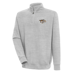 Nashville Predators Antigua Victory Quarter-Zip Pullover Top - Heather Gray Pullover
