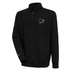 San Jose Sharks Antigua Victory Quarter-Zip Pullover Top - Black Pullover
