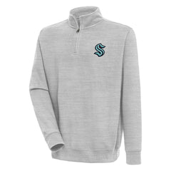 Seattle Kraken Antigua Victory Quarter-Zip Pullover Top - Heather Gray Pullover