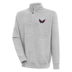 Washington Capitals Antigua Victory Quarter-Zip Pullover Top - Heather Gray Pullover