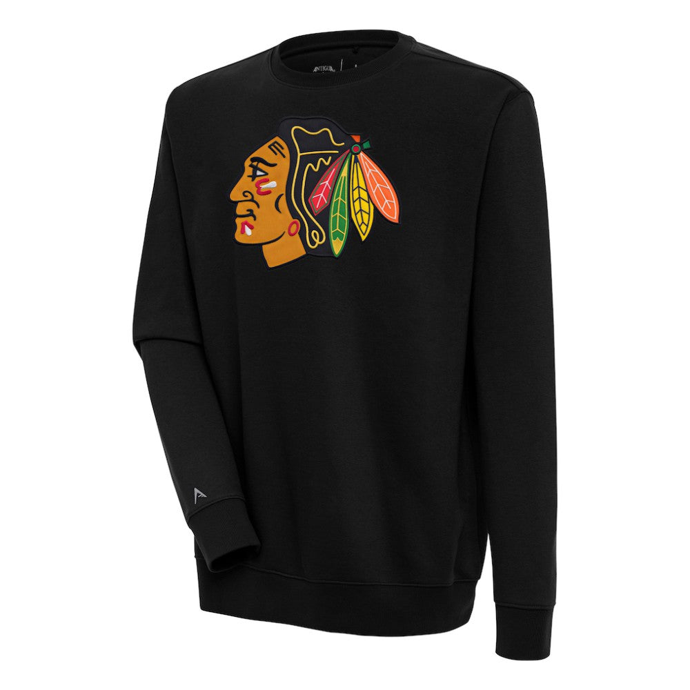 Chicago Blackhawks Antigua Victory Pullover Sweatshirt - Black Sweatshirts