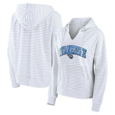 Tennessee Titans Women's Striped Notch Neck Pullover Hoodie - White/Gray sale